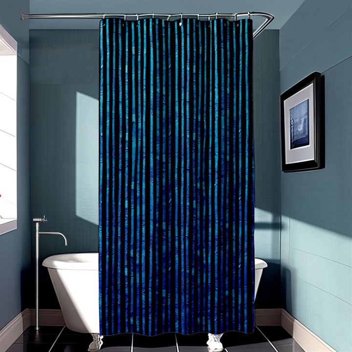 Stylish Abstract Blue Strips Shower Curtain 36  x 72  (Stall) 