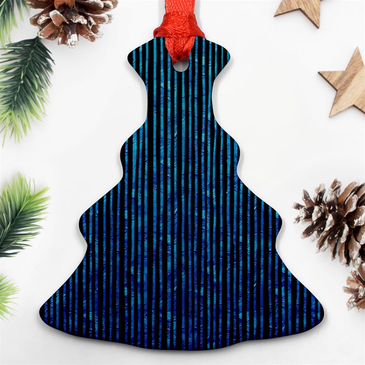 Stylish Abstract Blue Strips Ornament (Christmas Tree) 