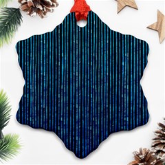 Stylish Abstract Blue Strips Snowflake Ornament (two Sides) by gatterwe