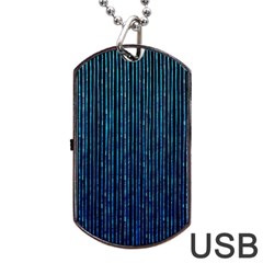 Stylish Abstract Blue Strips Dog Tag Usb Flash (one Side) by gatterwe