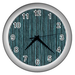 Stylish Frost Blue Strips Wall Clocks (silver)  by gatterwe