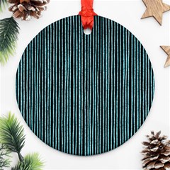 Stylish Frost Blue Strips Round Ornament (two Sides) by gatterwe