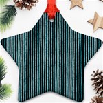 Stylish Frost Blue Strips Star Ornament (Two Sides) Front