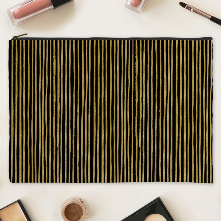 Stylish Golden Strips Cosmetic Bag (XXXL) 