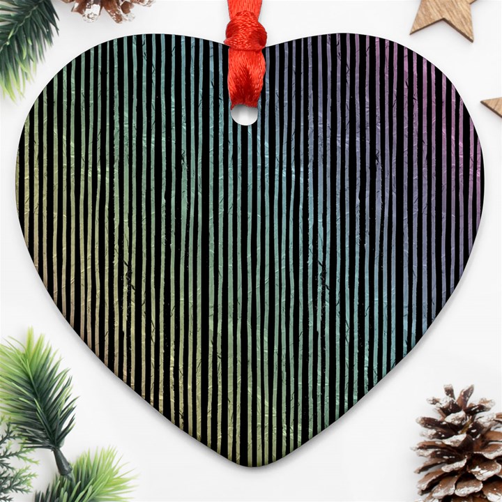 Stylish Rainbow Strips Heart Ornament (Two Sides)