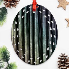 Stylish Rainbow Strips Ornament (oval Filigree) by gatterwe