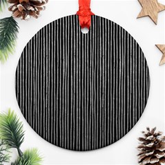 Stylish Silver Strips Round Ornament (two Sides) by gatterwe