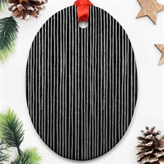 Stylish Silver Strips Oval Ornament (two Sides) by gatterwe