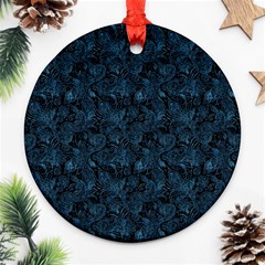 Blue Flower Glitter Look Ornament (round) by gatterwe