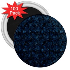 Blue Flower Glitter Look 3  Magnets (100 Pack) by gatterwe