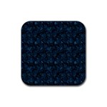 Blue Flower Glitter Look Rubber Coaster (Square)  Front