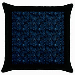 Blue Flower Glitter Look Throw Pillow Case (Black)