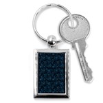 Blue Flower Glitter Look Key Chains (Rectangle)  Front