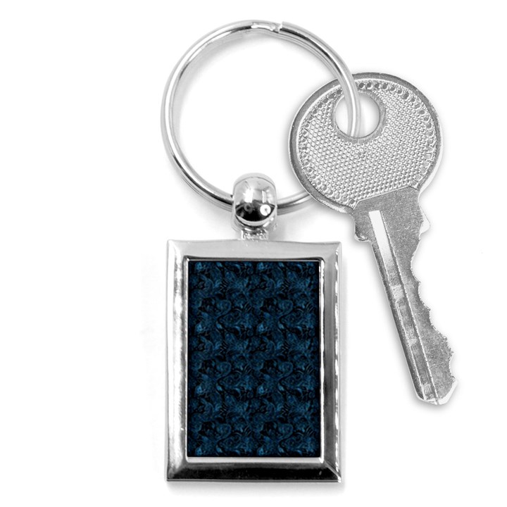 Blue Flower Glitter Look Key Chains (Rectangle) 