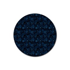 Blue Flower Glitter Look Rubber Round Coaster (4 Pack)  by gatterwe