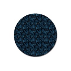 Blue Flower Glitter Look Magnet 3  (Round)