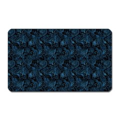 Blue Flower Glitter Look Magnet (Rectangular)