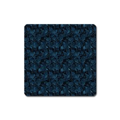 Blue Flower Glitter Look Square Magnet