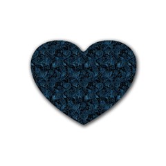 Blue Flower Glitter Look Rubber Coaster (Heart) 