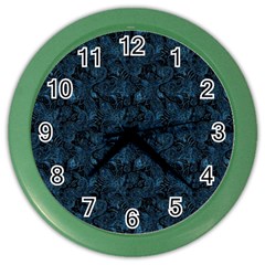 Blue Flower Glitter Look Color Wall Clocks