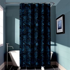 Blue Flower Glitter Look Shower Curtain 36  x 72  (Stall) 