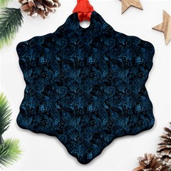 Blue Flower Glitter Look Ornament (snowflake) by gatterwe