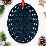 Blue Flower Glitter Look Oval Filigree Ornament (Two Sides) Front