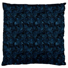 Blue Flower Glitter Look Large Cushion Case (One Side)