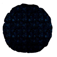 Blue Flower Glitter Look Large 18  Premium Round Cushions