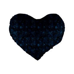 Blue Flower Glitter Look Standard 16  Premium Heart Shape Cushions by gatterwe