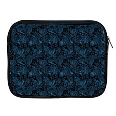 Blue Flower Glitter Look Apple Ipad 2/3/4 Zipper Cases by gatterwe