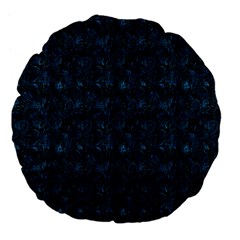 Blue Flower Glitter Look Large 18  Premium Flano Round Cushions