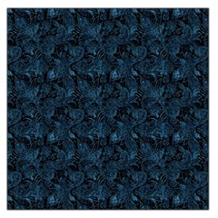 Blue Flower Glitter Look Large Satin Scarf (square) by gatterwe