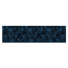 Blue Flower Glitter Look Satin Scarf (Oblong)