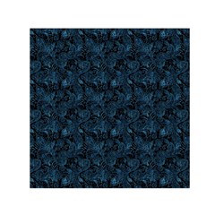 Blue Flower Glitter Look Small Satin Scarf (square)