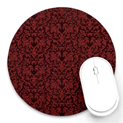 Red Glitter Look Floral Round Mousepads by gatterwe