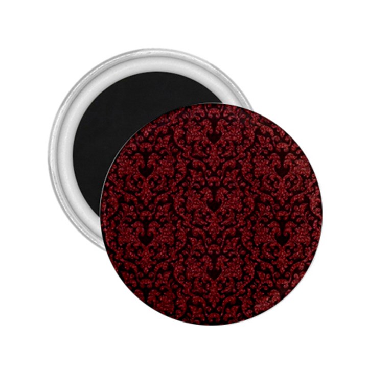 Red Glitter Look Floral 2.25  Magnets