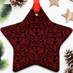 Red Glitter Look Floral Ornament (star) by gatterwe