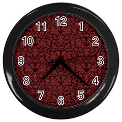 Red Glitter Look Floral Wall Clocks (black) by gatterwe