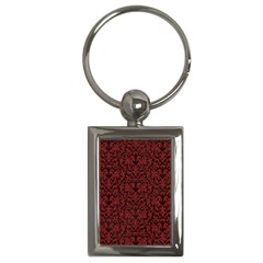 Red Glitter Look Floral Key Chains (rectangle)  by gatterwe