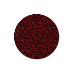 Red Glitter Look Floral Rubber Round Coaster (4 Pack)  by gatterwe