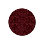 Red Glitter Look Floral Rubber Round Coaster (4 pack)  Front