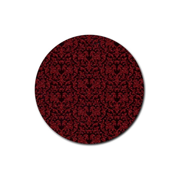 Red Glitter Look Floral Rubber Round Coaster (4 pack) 