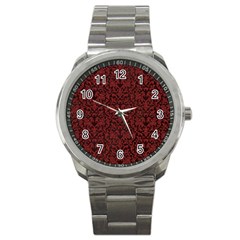 Red Glitter Look Floral Sport Metal Watch by gatterwe