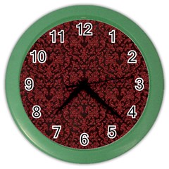 Red Glitter Look Floral Color Wall Clocks by gatterwe