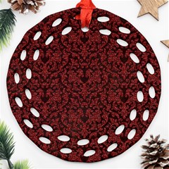 Red Glitter Look Floral Round Filigree Ornament (two Sides) by gatterwe