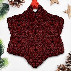 Red Glitter Look Floral Snowflake Ornament (two Sides) by gatterwe