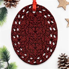 Red Glitter Look Floral Ornament (oval Filigree) by gatterwe