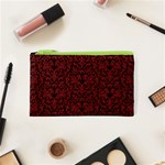 Red Glitter Look Floral Cosmetic Bag (XS) Front