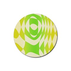 Green Shapes Canvas                              Rubber Coaster (round) by LalyLauraFLM